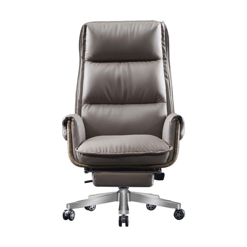 Modern Leather Wood Aluminum Desk Chair