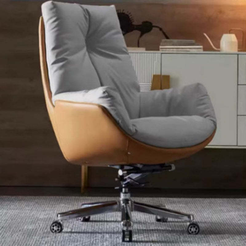Minimalist Leather Desk Chair — Microfiber Leather / Beige