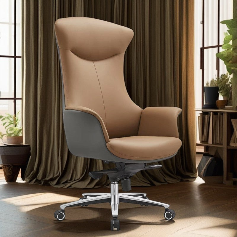 Minimalist Leather Shell-Back Ergonomic Desk Chair