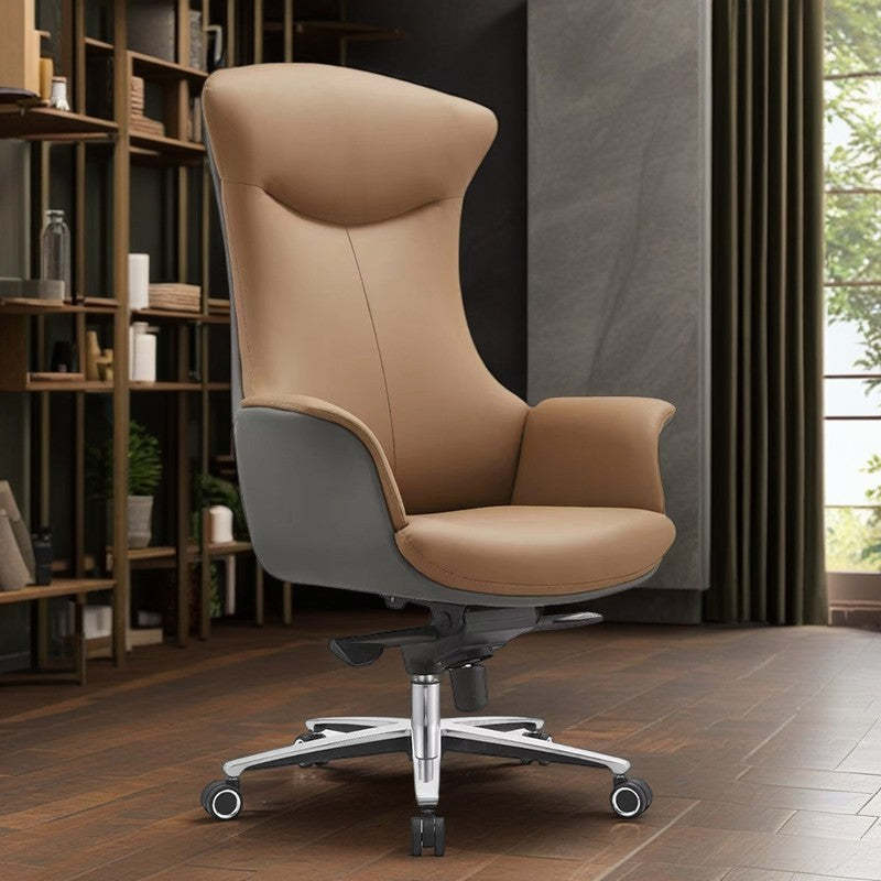 Minimalist Leather Shell-Back Ergonomic Desk Chair