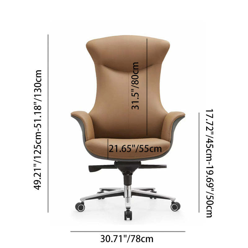 Minimalist Leather Shell-Back Ergonomic Desk Chair