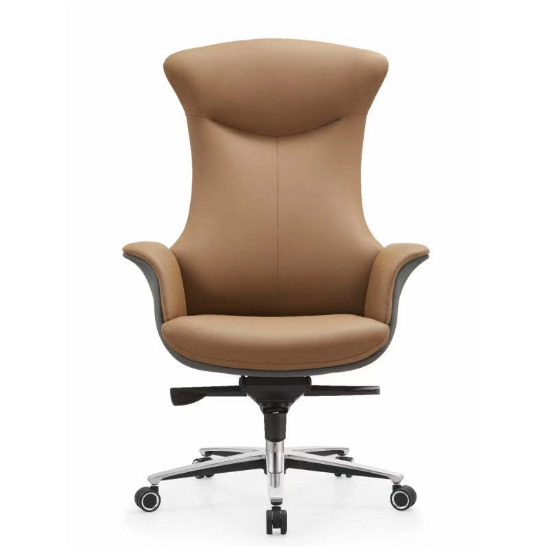 Minimalist Leather Shell-Back Ergonomic Desk Chair
