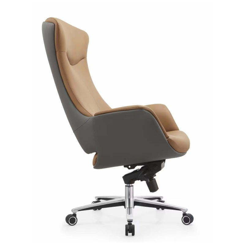 Minimalist Leather Shell-Back Ergonomic Desk Chair