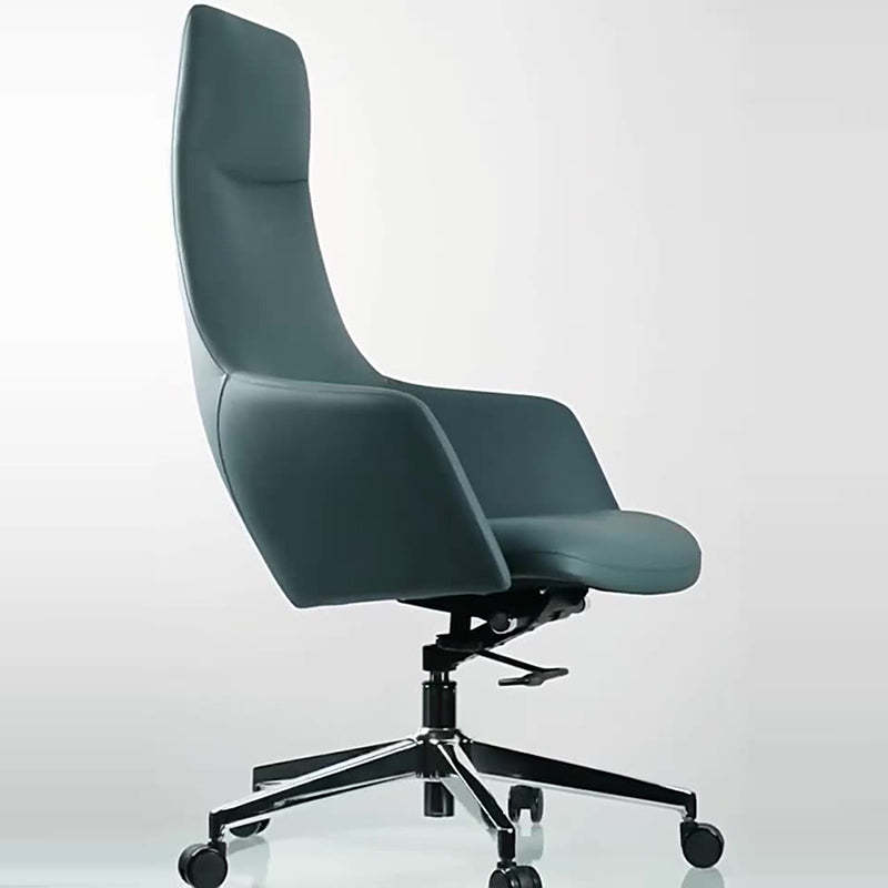 Minimalist Leather Adjustable Swivel Desk Chair — Synthetic Leather / Gray