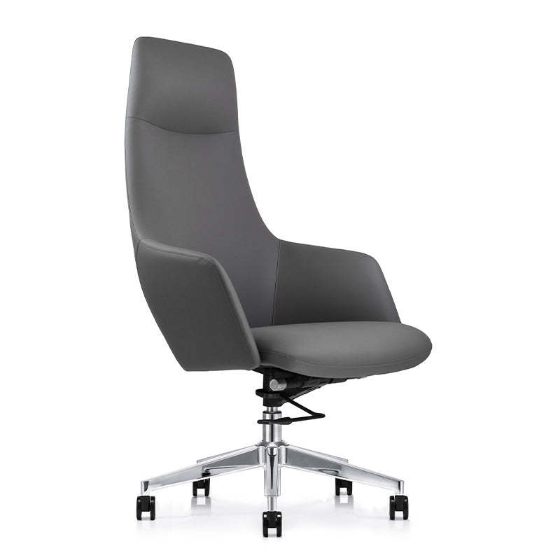 Minimalist Leather Adjustable Swivel Desk Chair — Cowhide / Blue