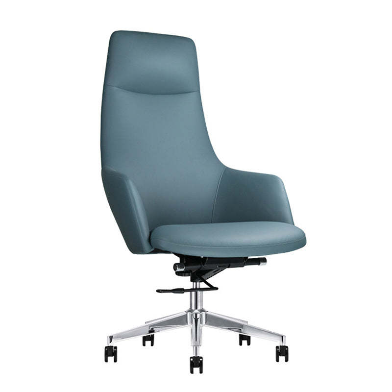 Minimalist Leather Adjustable Swivel Desk Chair — Cowhide / Gray