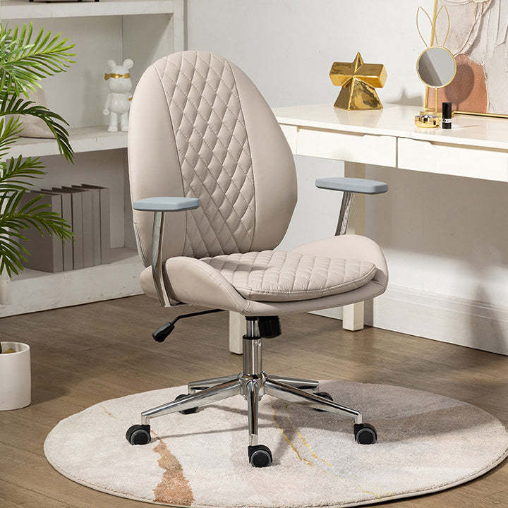 Nordic PU Leather Scallop Oval Vanity Stool