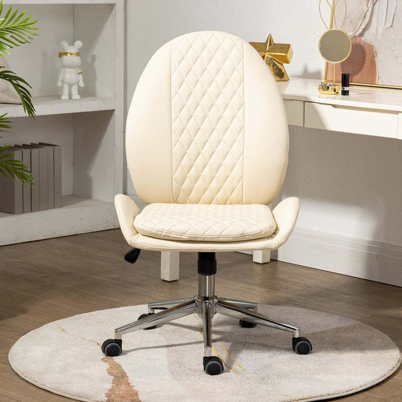 Nordic PU Leather Scallop Oval Vanity Stool