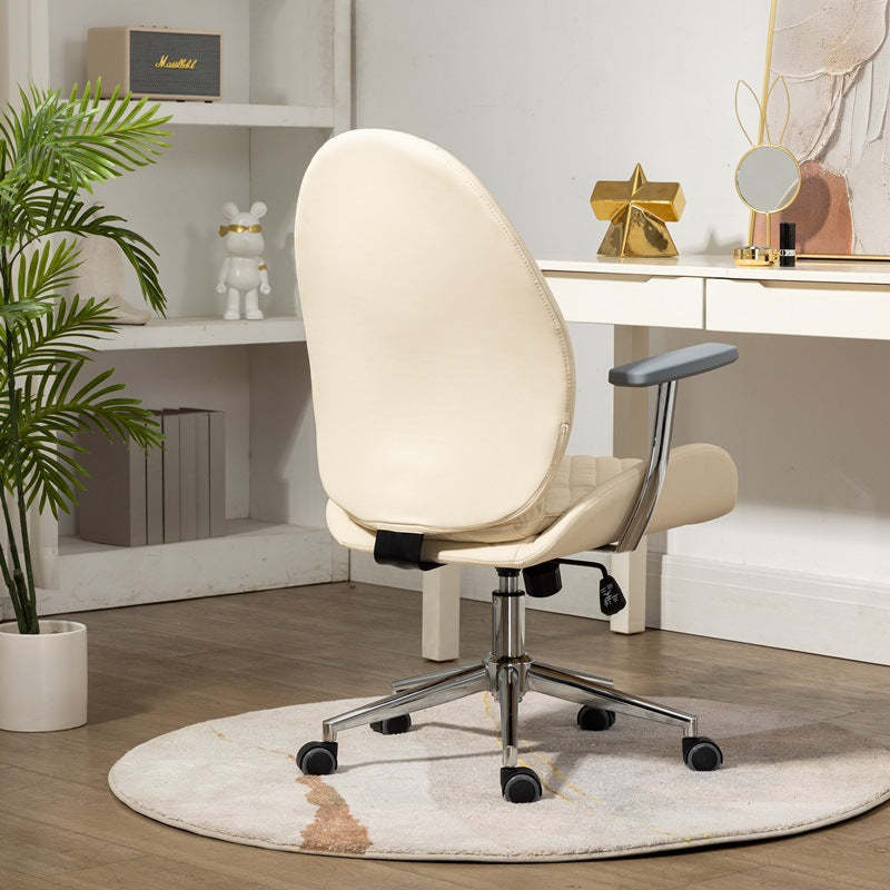 Nordic PU Leather Scallop Oval Vanity Stool