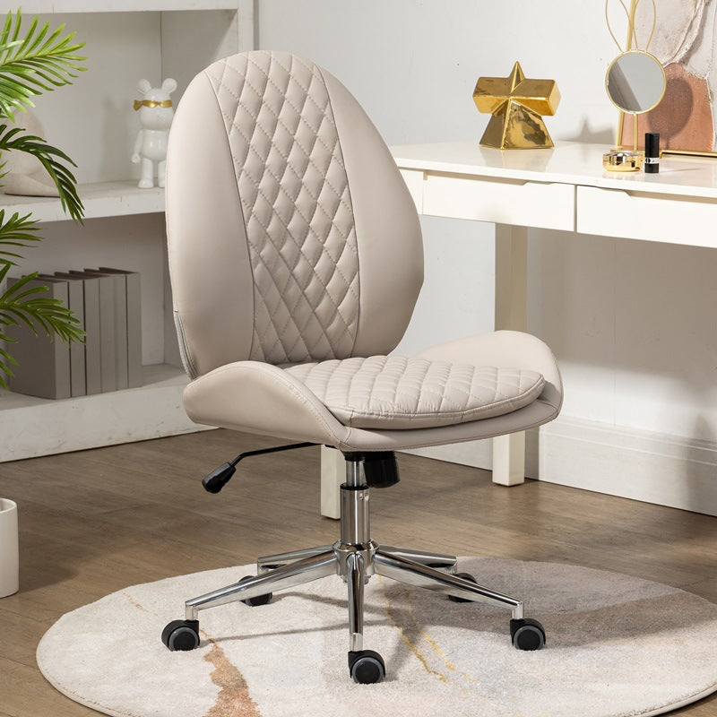 Nordic PU Leather Scallop Oval Vanity Stool — Without Armrest / Orange