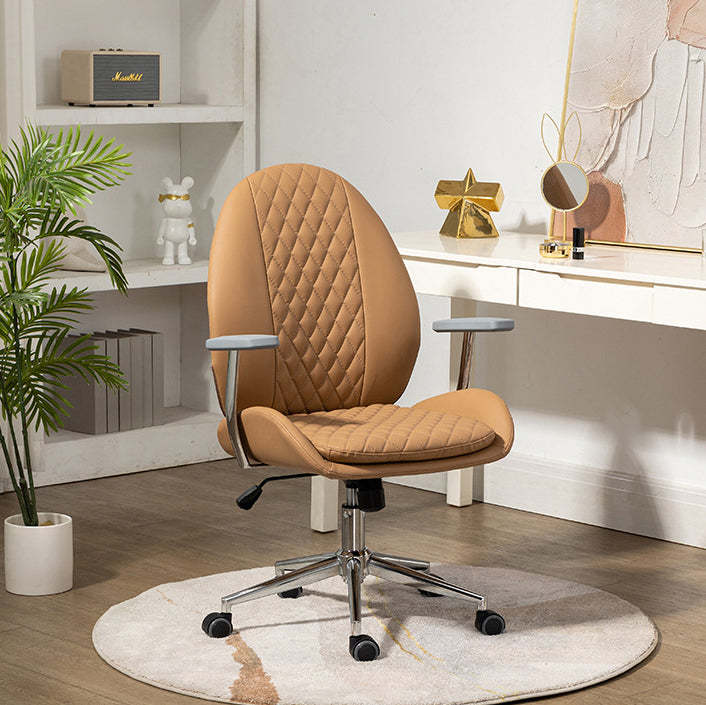 Nordic PU Leather Scallop Oval Vanity Stool