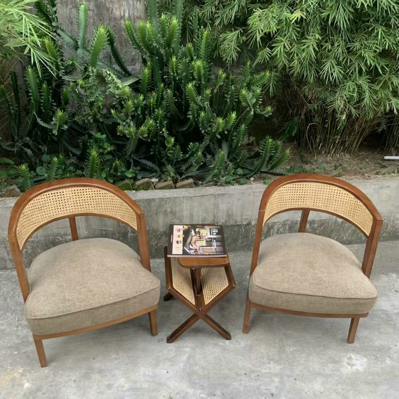Japanese Rattan Wood Woven Accent Chair