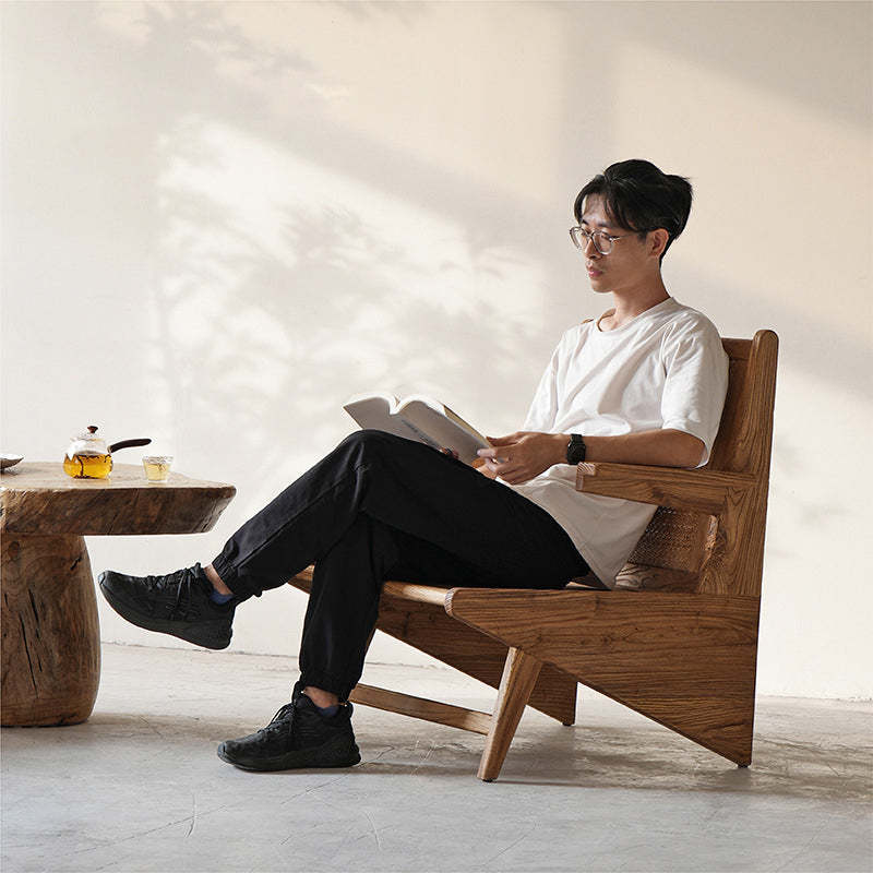 Japanese Woven Weathered Wood Table