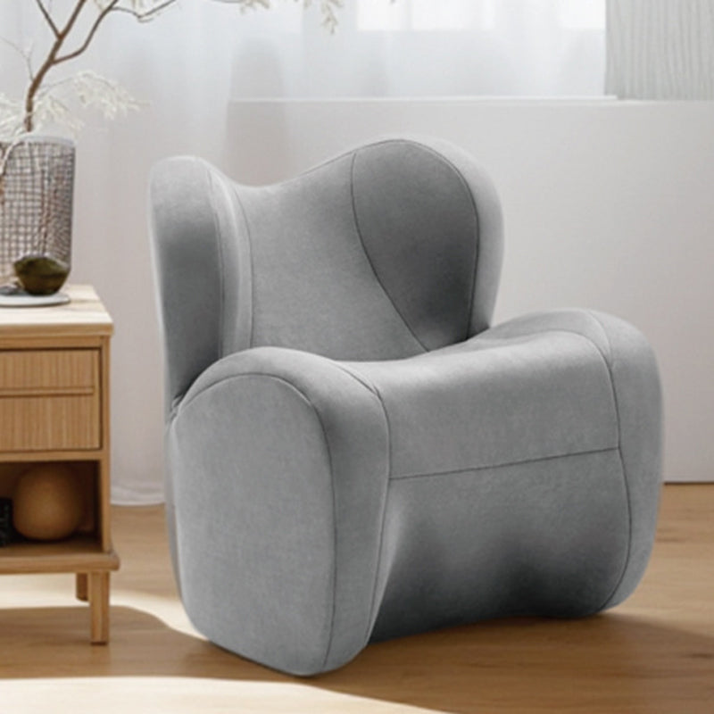 Minimalist Linen Velvet EPS Curved Accent Chair — Gray - Linen