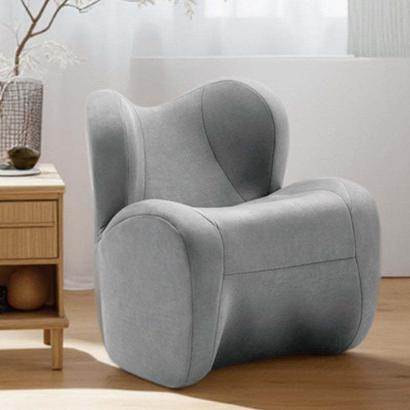 Minimalist Linen Velvet EPS Curved Accent Chair — Gray - Linen