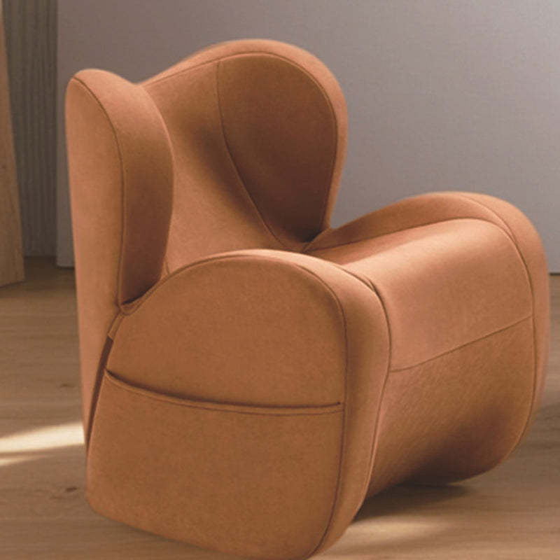 Minimalist Linen Velvet EPS Curved Accent Chair — Green - Linen