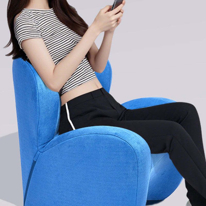 Minimalist Linen Velvet EPS Curved Accent Chair — Gray - Velvet