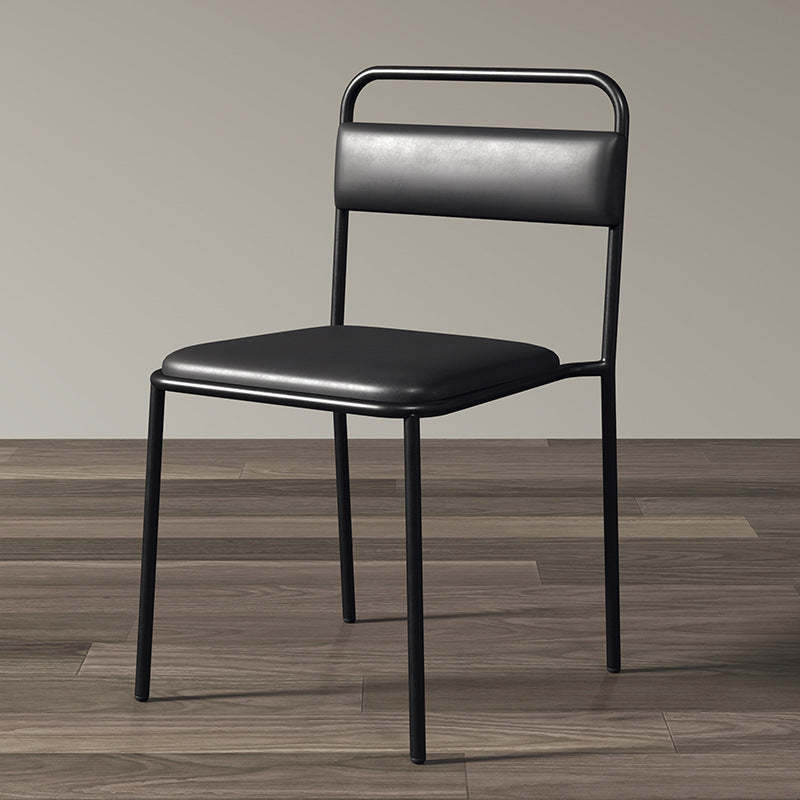 Lighom stackable leather office chairs for study — Genuine Leather / Black Leg & Black Seat