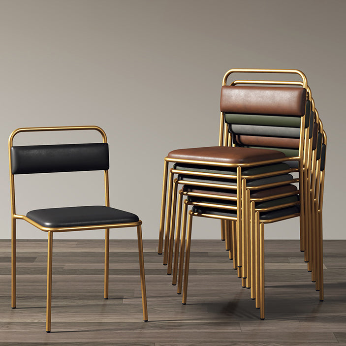 Scandinavian Iron Leather Velvet Stackable Dining Chair