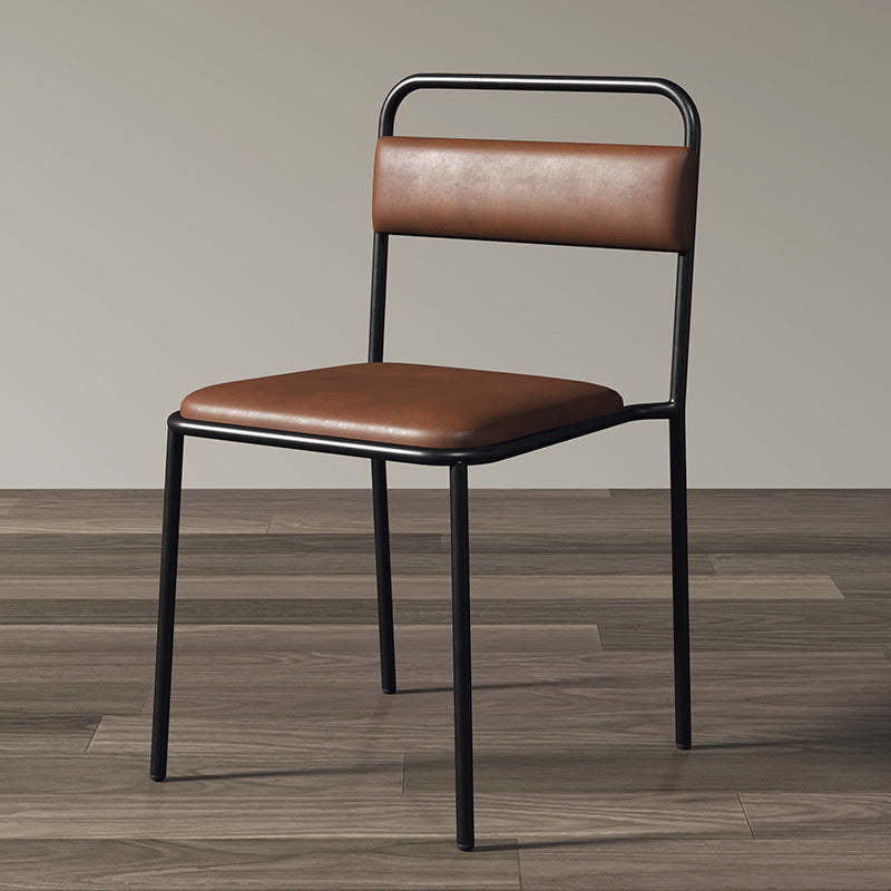 Scandinavian Iron Leather Velvet Stackable Dining Chair — Velvet - Gold Leg + Blue Seat