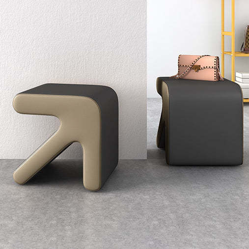 Leather Wood Arrow-Shape Stackable Footstool