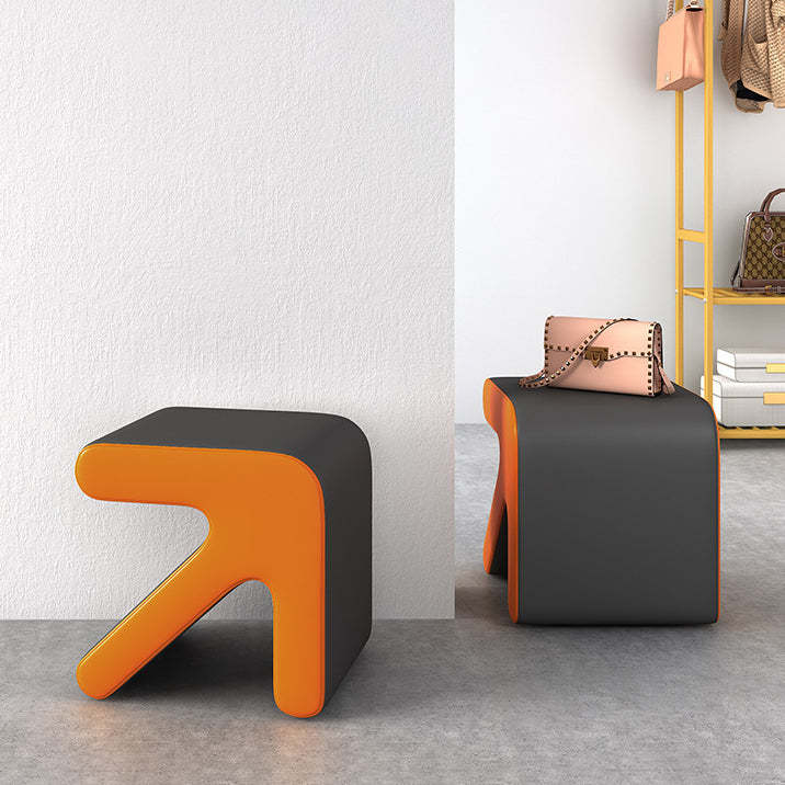 Leather Wood Arrow-Shape Stackable Footstool
