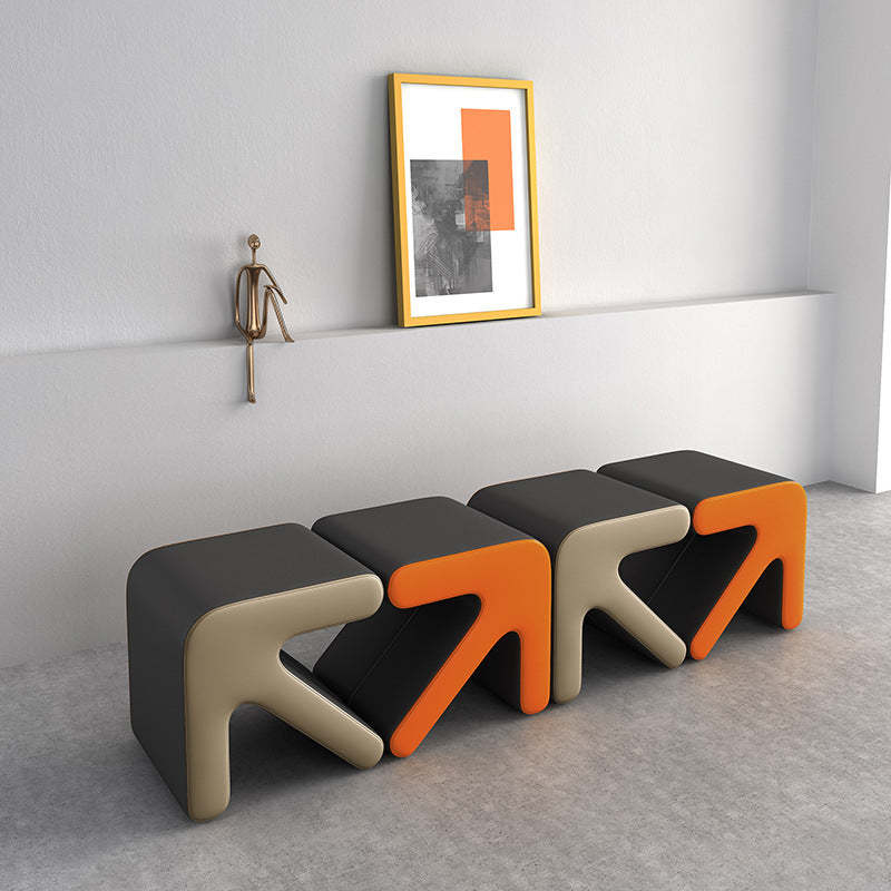 Leather Wood Arrow-Shape Stackable Footstool