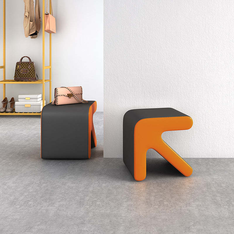 Leather Wood Arrow-Shape Stackable Footstool