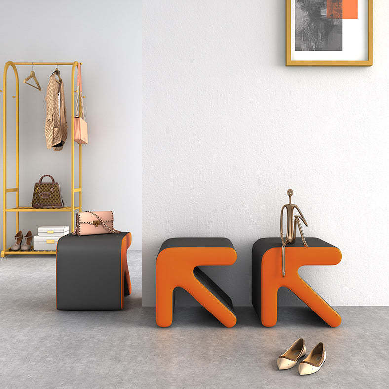 Leather Wood Arrow-Shape Stackable Footstool