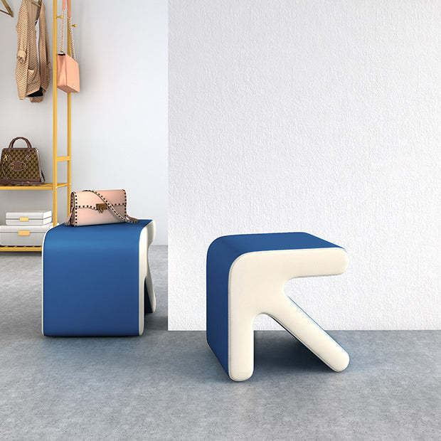 Leather Wood Arrow-Shape Stackable Footstool