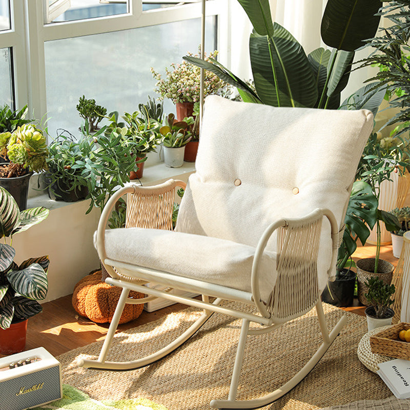 Farmhouse Weaving Corduroy Chair — White Frame + Pink Cushion