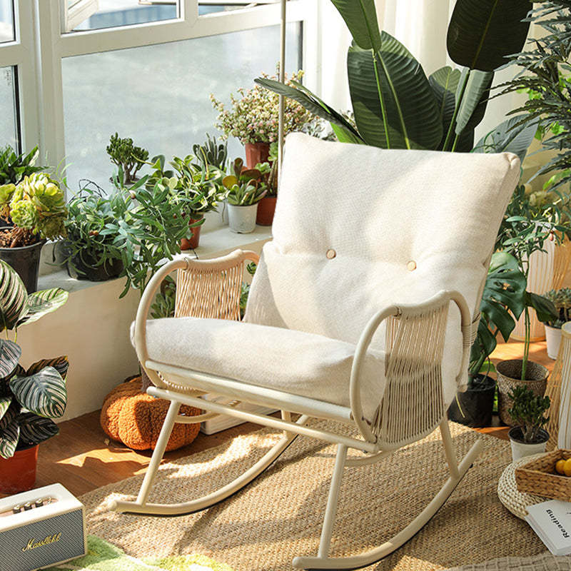 Farmhouse Weaving Corduroy Chair — White Frame + Pink Cushion