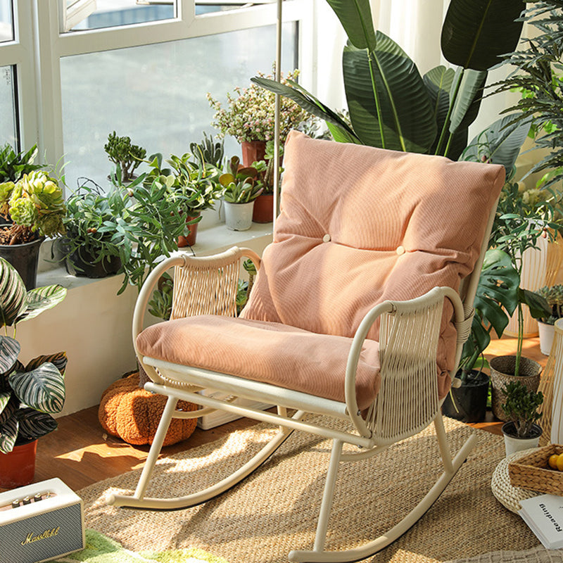Farmhouse Weaving Corduroy Chair — Green Frame + White Cushion