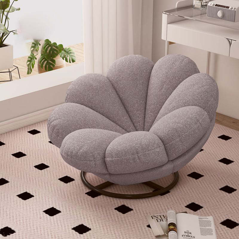 Nordic Lambswool Petal Swivel Lounge Chair — With Footrest / White