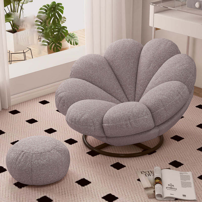 Nordic Lambswool Petal Swivel Lounge Chair — Without Footrest / Pink
