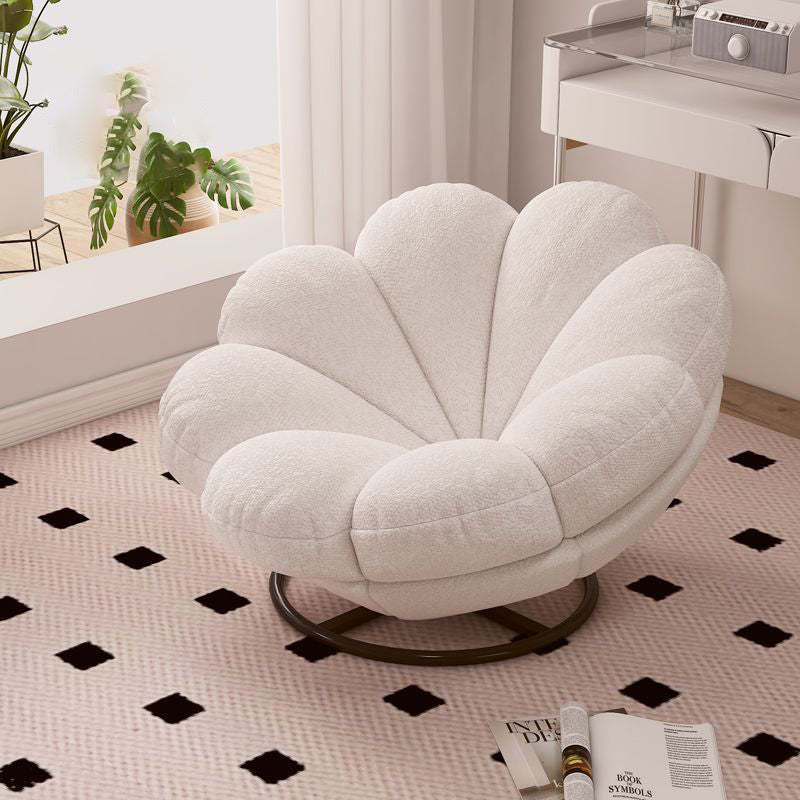 Nordic Lambswool Petal Swivel Lounge Chair — With Footrest / Pink