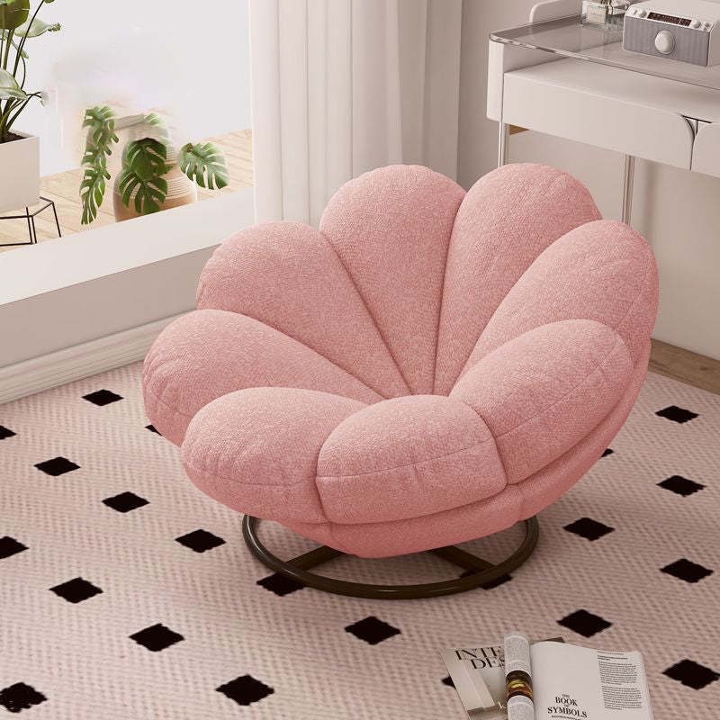 Nordic Lambswool Petal Swivel Lounge Chair — With Footrest / Gray