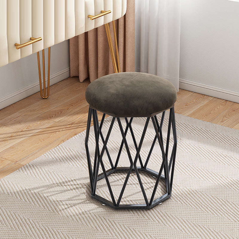 Nordic Velvet Fabric Round Vanity Stool