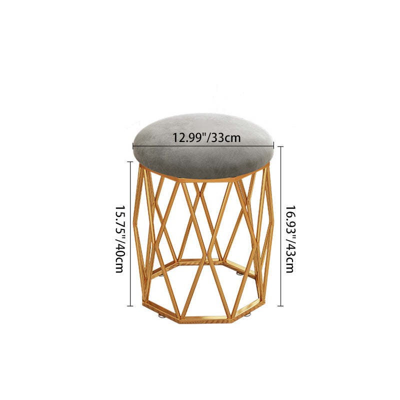 Nordic Velvet Fabric Round Vanity Stool