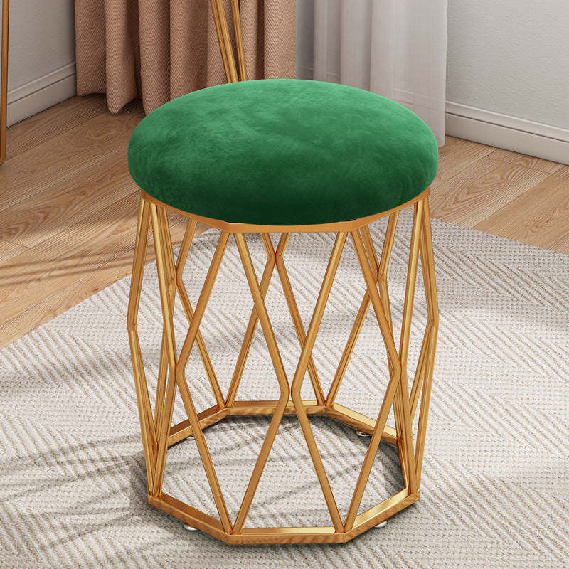 Nordic Velvet Fabric Round Vanity Stool