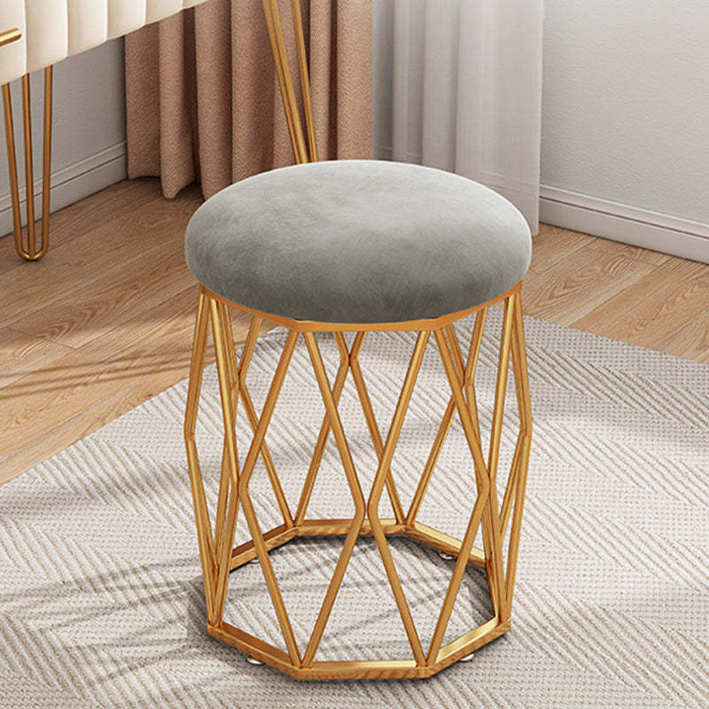 Nordic Velvet Fabric Round Vanity Stool