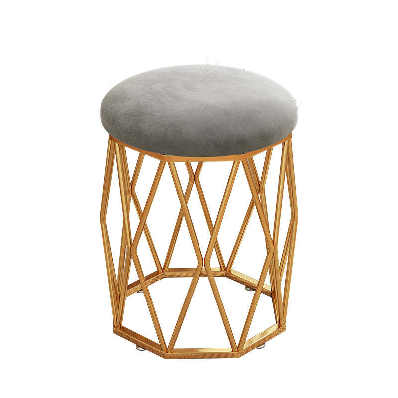 Nordic Velvet Fabric Round Vanity Stool