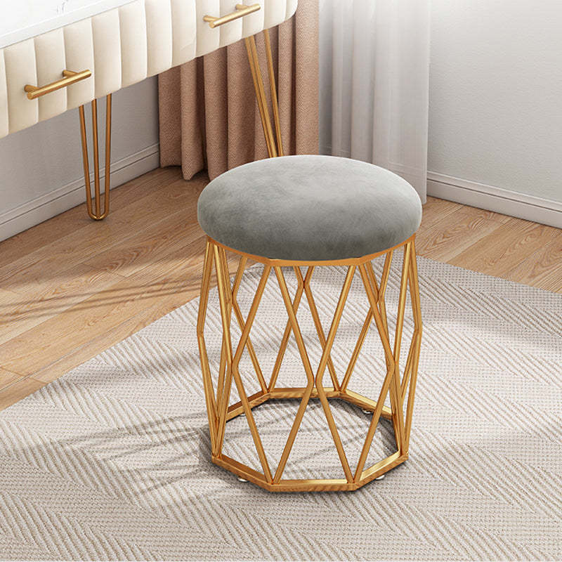 Nordic Velvet Fabric Round Vanity Stool