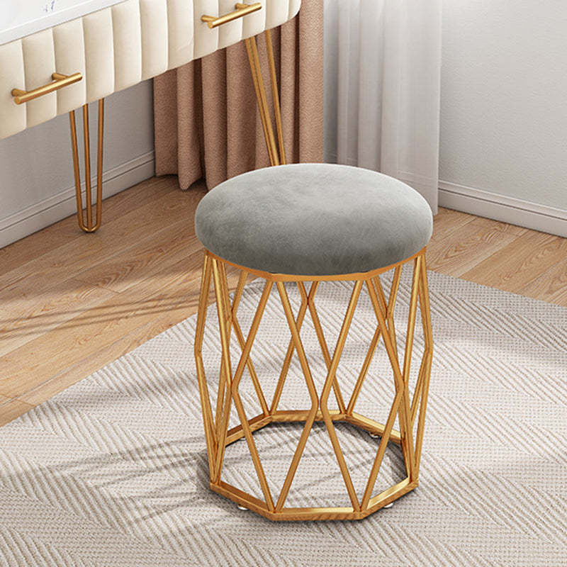 Nordic Velvet Fabric Round Vanity Stool
