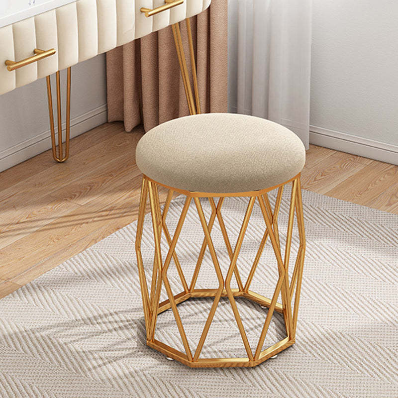 Nordic Velvet Fabric Round Vanity Stool