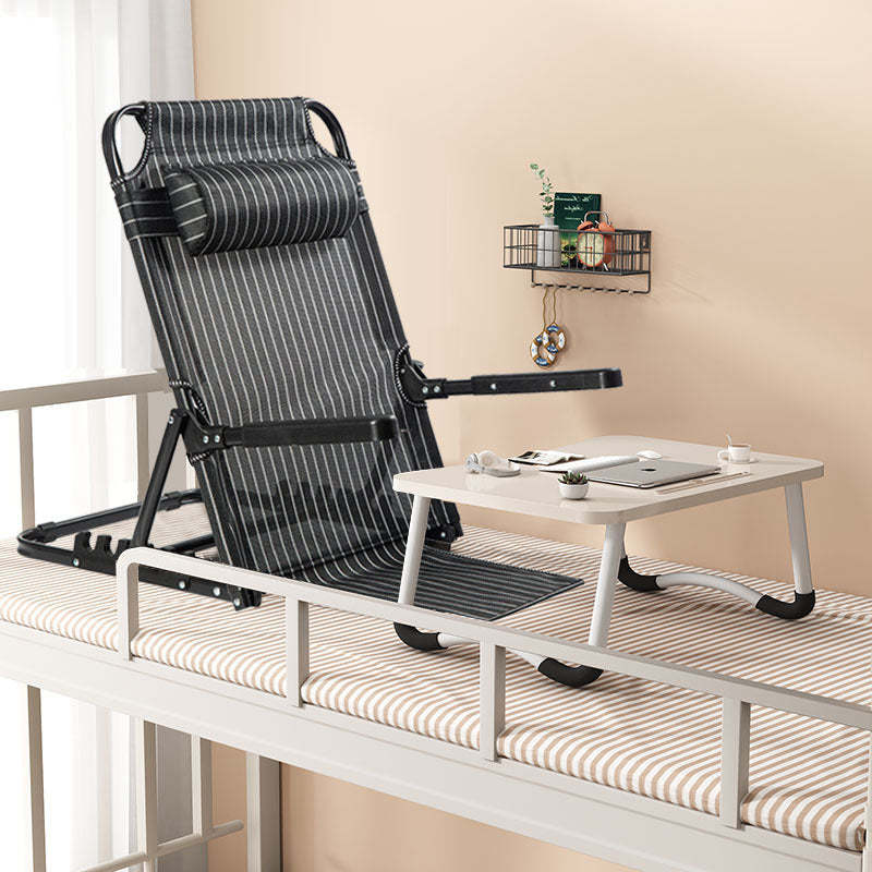 Minimalist Fabric Steel Back Chair — Without Armrest / Black