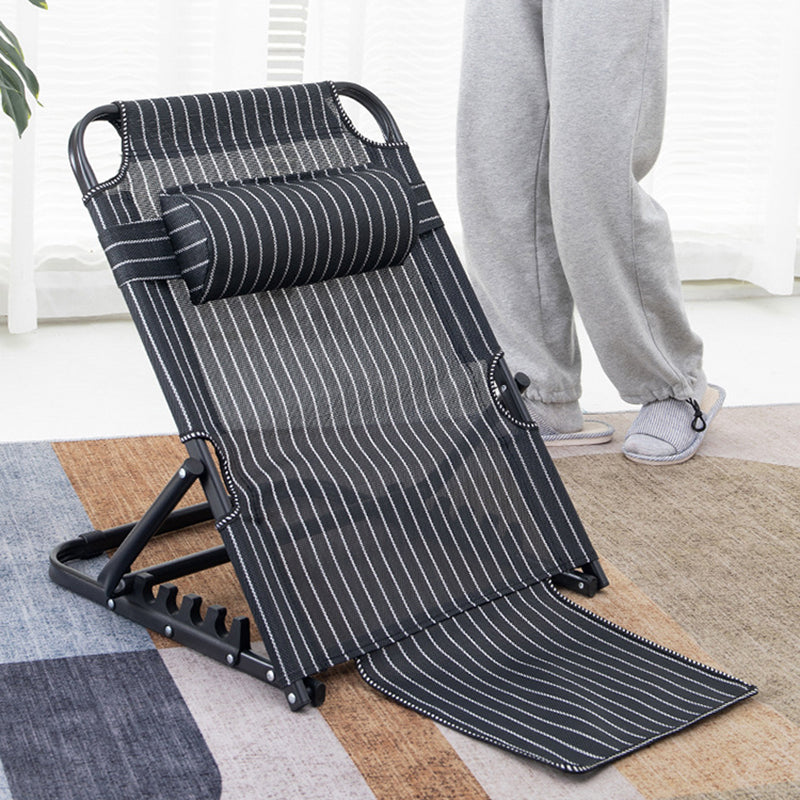 Minimalist Fabric Steel Back Chair — Without Armrest / Black & White Stripes