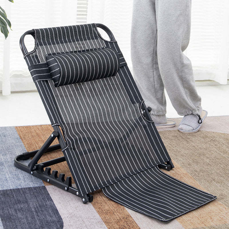 Minimalist Fabric Steel Back Chair — Without Armrest / Black & White Stripes