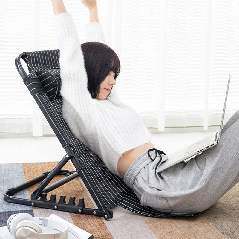 Minimalist Fabric Steel Back Chair — With Armrest / Black