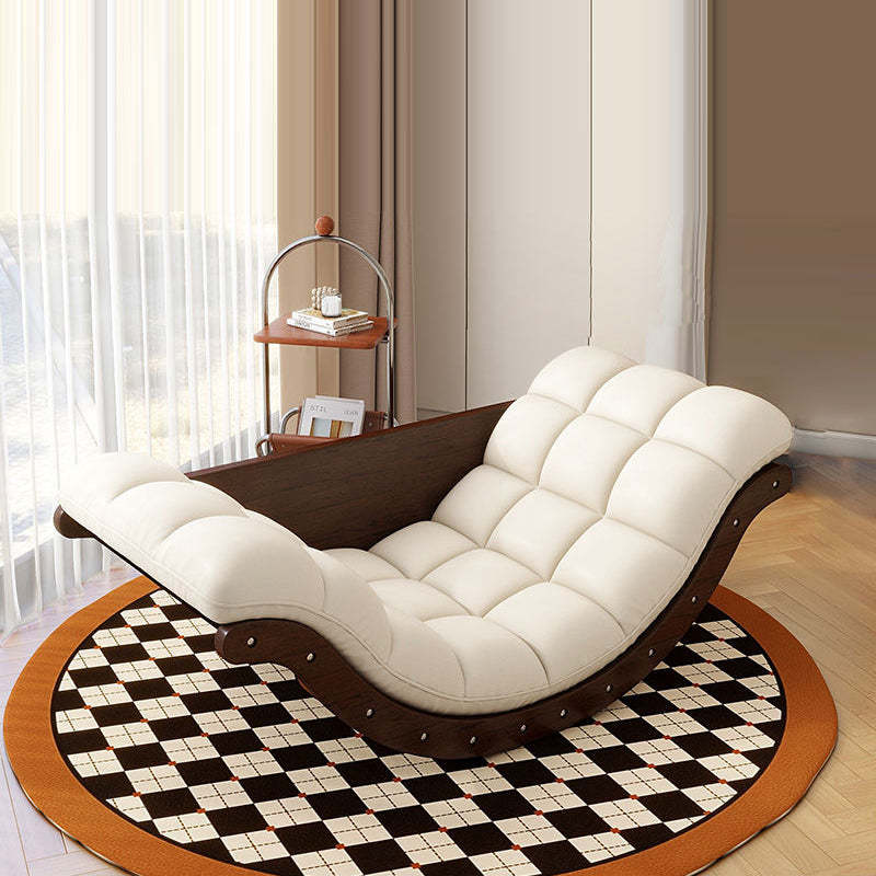 Nordic Leather Cotton-Linen Chair — White Cushion + Walnut Frame - Cotton-Linen